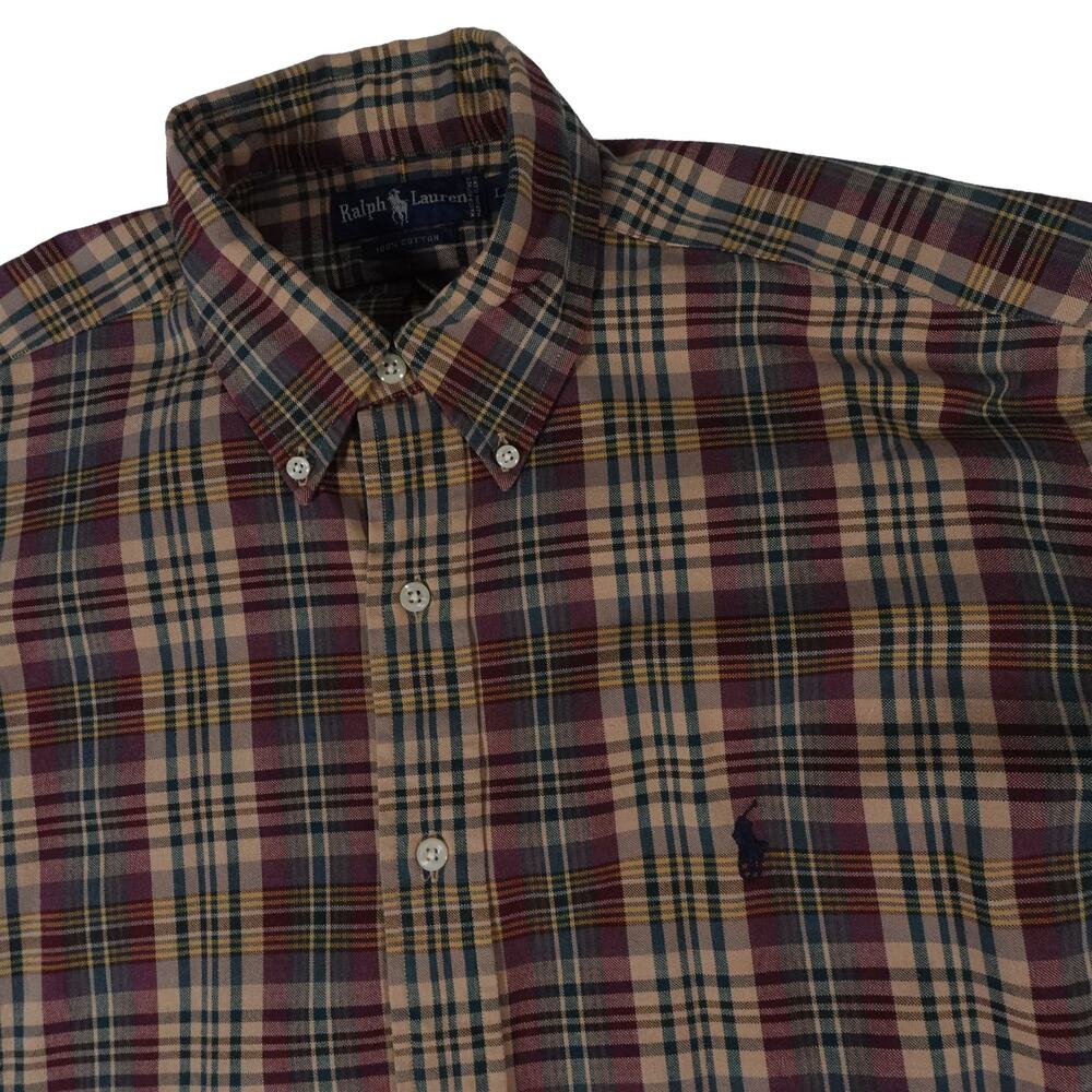 Ralph Lauren Vintage Y2K Grunge Flannel Plaid Button Up Shirt Men's Large